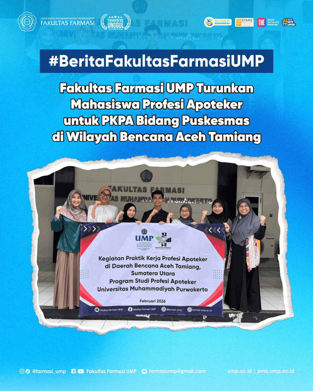 Fakultas Farmasi UMP Turunkan Mahasiswa Profesi Apoteker untuk PKPA Bidang Puskesmas di Wilayah Bencana Aceh Tamiang